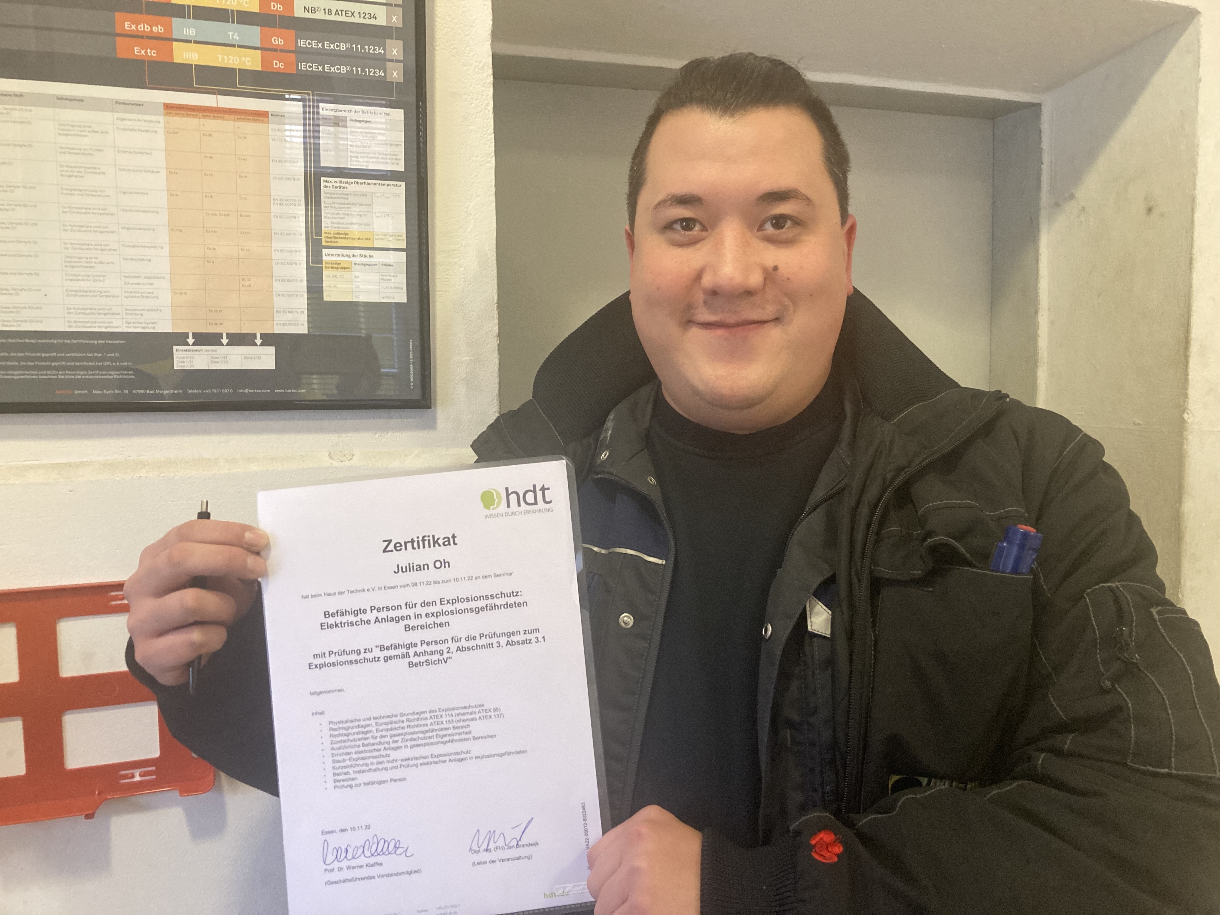 Julian Oh, Explosion Protection Qualified Person 